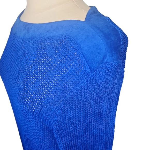 Vintage Peter Popovitvh Blue Sweater Swim Cover Up See Through Women's - Picture 6 of 15